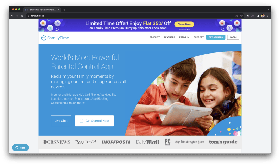 The FamilyTime parental control app